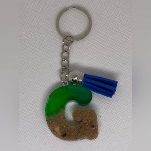 Epoxy Resin Beach Letter Keychain